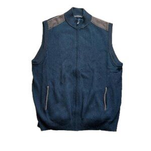 CHAPS Black and Tan Zip-Up Cotton Knit Vest Men XL